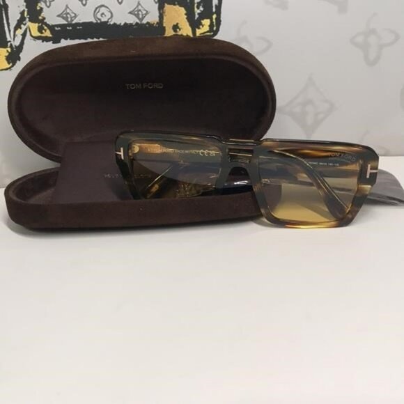New Authentic Tom Ford TF1153 52E “Redford” Sunglasses – Dark Havana with Yellow - Picture 11 of 11